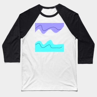 Blue purple black line art watercolors Baseball T-Shirt